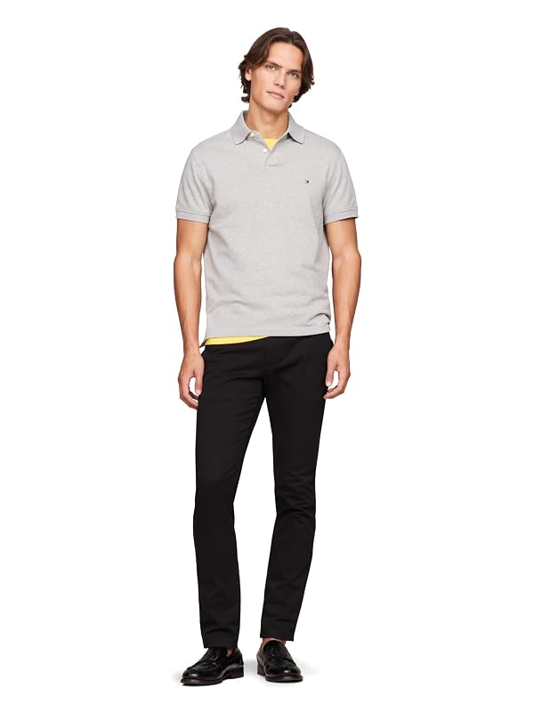 Tommy Hilfiger Men's 1985 Regular Short Sleeve Polo Light Grey Heather by Tommy Hilfiger - Image 4