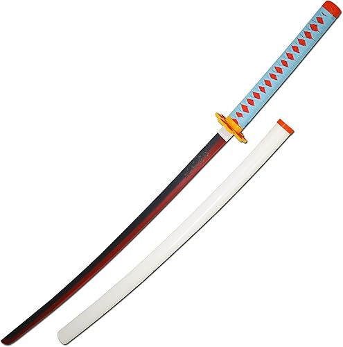 Vista 28 de Espada katana de anime para cosplay, espada Demon Slayer de metal real, acero inoxidable, Rengoku/Tanjiro/Zenitsu/Inosuke Knights, versión exquisita