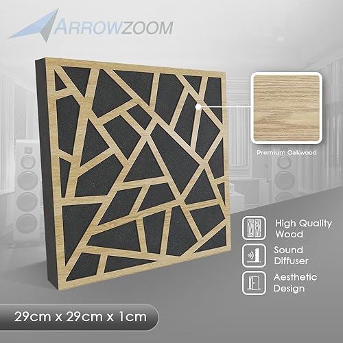 Miniatura 3 de Arrowzoom 4 paneles de madera acústicos Difusos PRO Absorbe Estudio de grabación de sonido Reducción de ruido de alta densidad Retardante de fuego