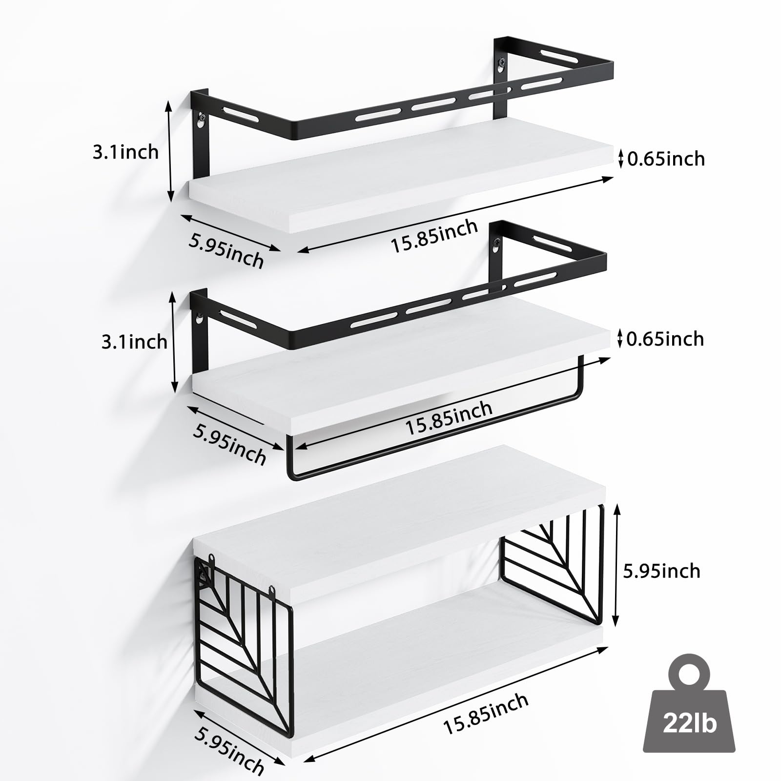 Fixwal Mensole da bagno da parete sopra il WC (3+1 bianco) | Mensola da parete con cestino, portasciugamani, in legno massello, capacità 10 kg, facile installazione fai da te