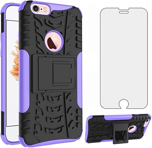 Miniatura 12 de Funda para iPhone 7plus 8plus 7/8 Plus 5.5 con protector de pantalla de vidrio templado y soporte, accesorios híbridos duros y resistentes para Rojo