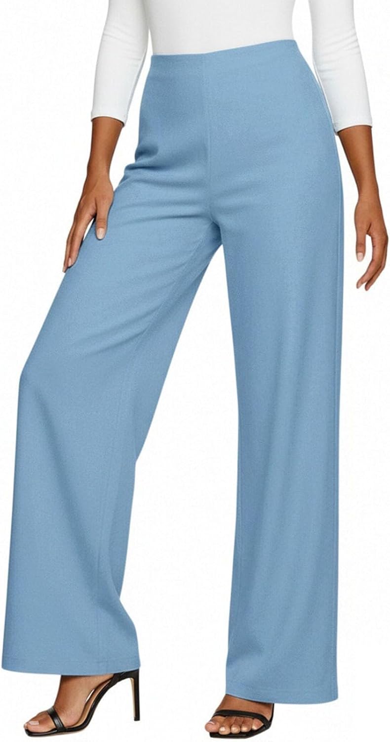 Wide Leg Pants for Women Business Casual Palazzo Pant High Waisted Dressy Work Office Trousers with Pockets