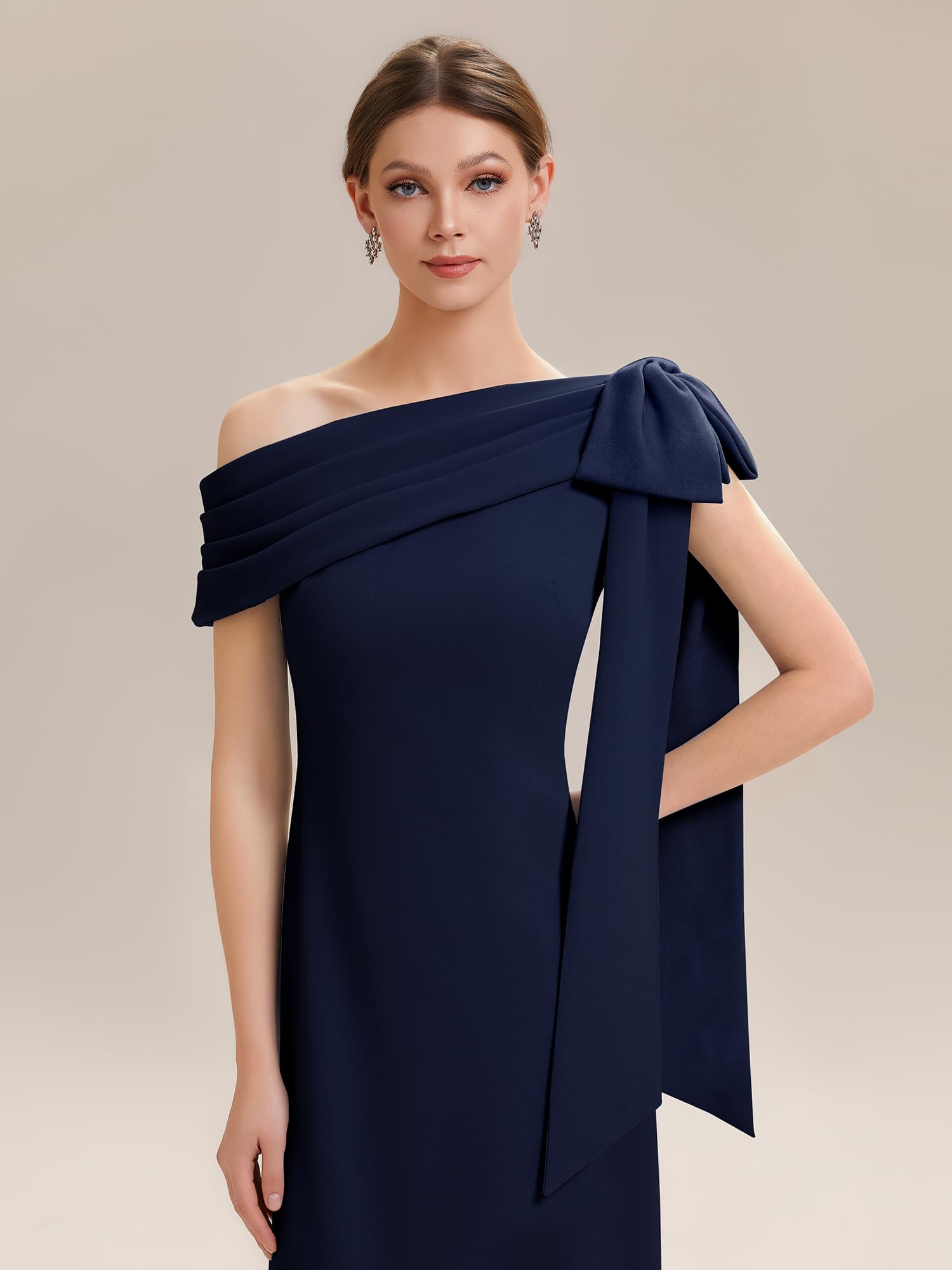 Ever-Pretty Robes d'invité de Mariage Encolure asymétrique sans Manche Tricot Maxi Robe Droite Rouge Foncé EG02632