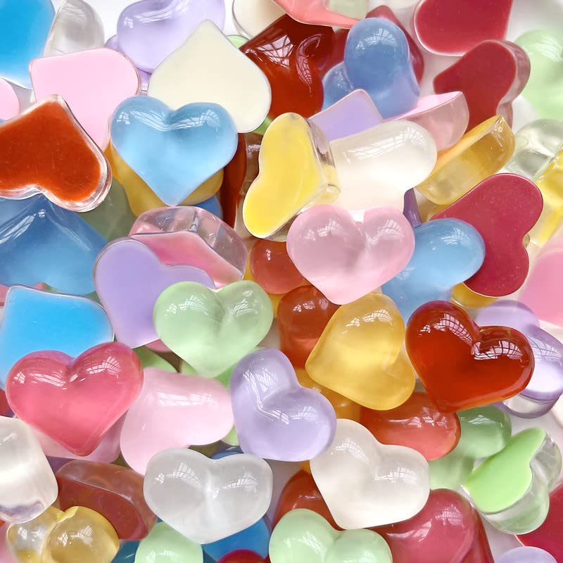 Nuovo 10 Pezzi Dolce Estate a Forma di Cuore Resina Retro Piatto Cabochon Scrapbook Gioielli Fai da Te Accessori Decorativi Artigianali-B,10Pcs