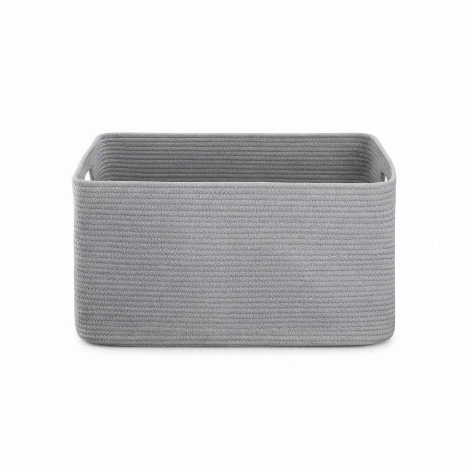 Jiuvaso Cesto in Corda di Cotone Cestino Contenitore Cesto Portagiochi Cesto Portabiancheria Ampio Spazio per Giocattoli Blocchi E Biancheria Materiale, Grigio Chiaro, 55-43-30cm