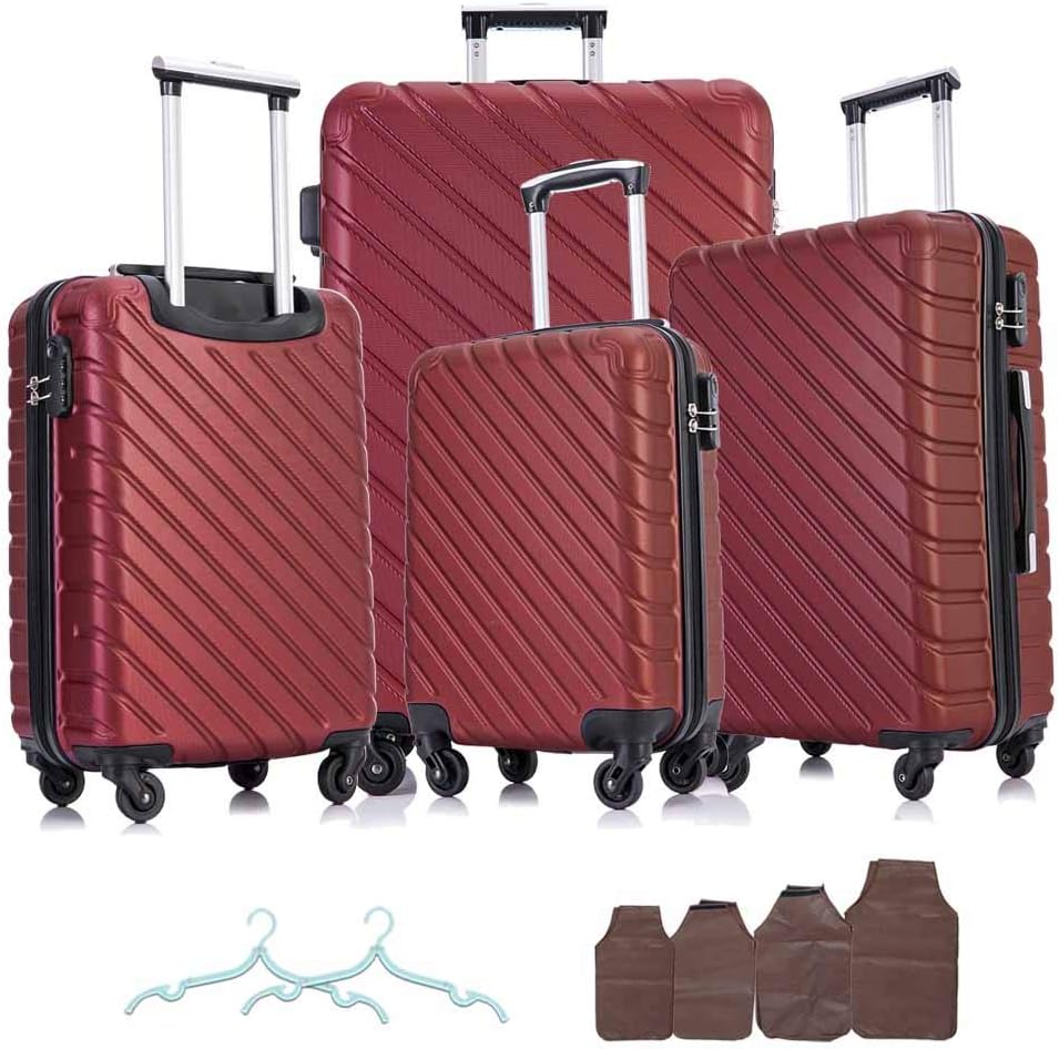 Apelila 4 Piece Hardshell Luggage Set - Lightweight Hardside Suitcase with Spinner Wheels for Family Travel (18"/20"/24"/28")