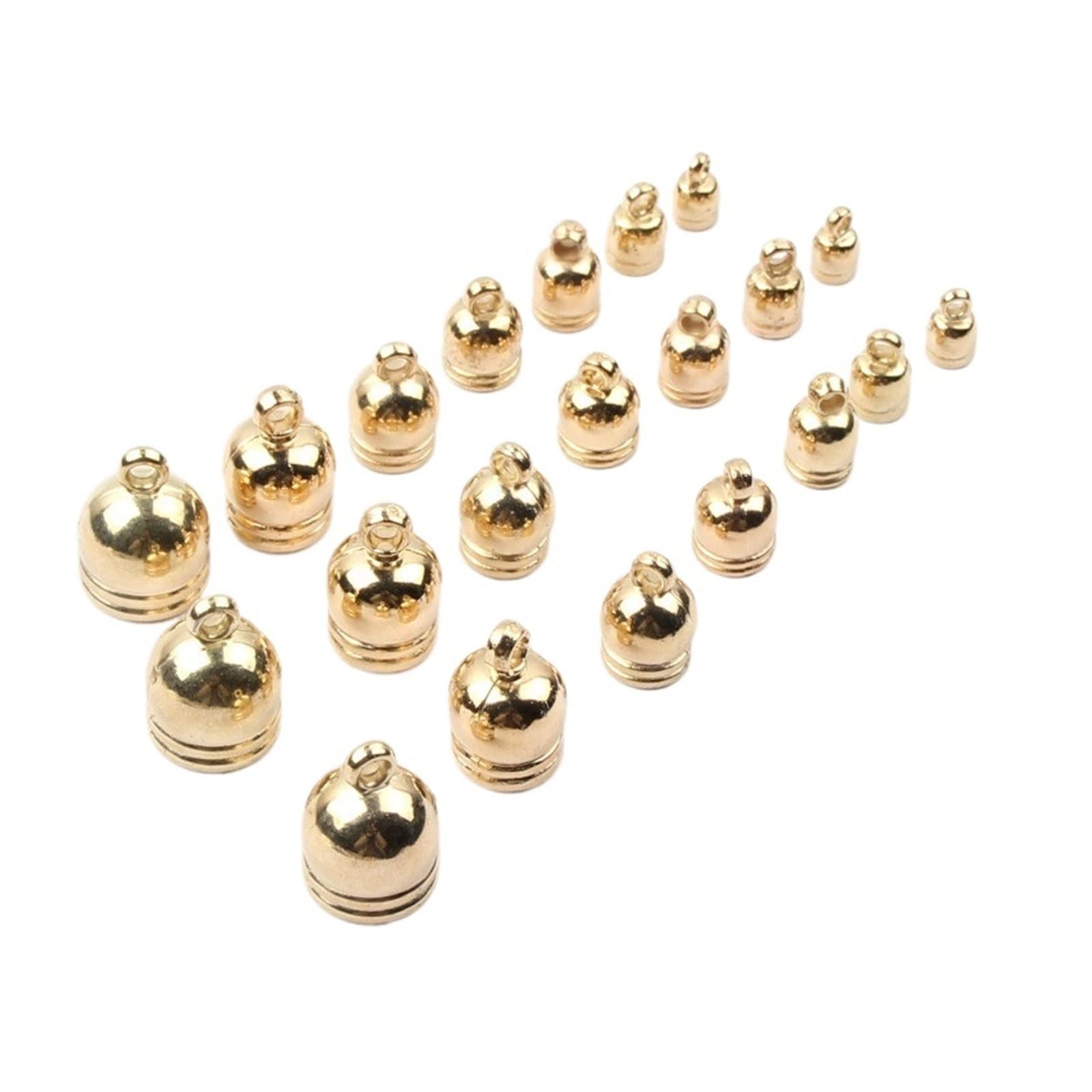WEKONUMEX Rope Stoppers, Gold Round Tassel Rope Stoppers 6-14mm Assorted For DIY Jewelry Making(9mm x 50pcs)