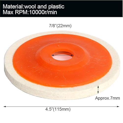 Miniatura 2 de Almohadilla de rueda de pulido de disco de fieltro de lana de 4.5 x 78 pulgadas, 12 piezas