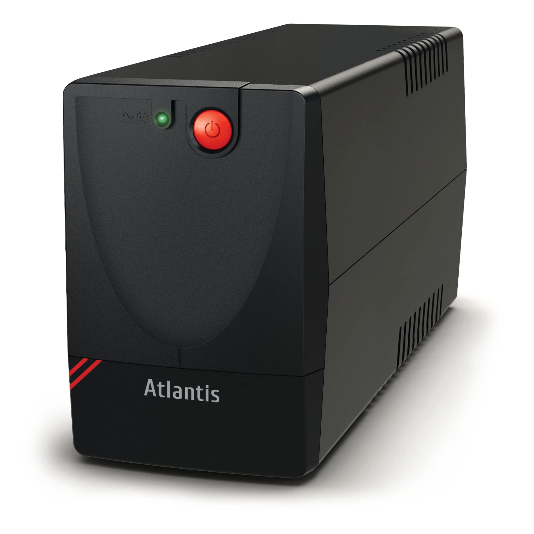 Atlantis A03-X1500 UPS Sistema de alimentación ininterrumpida, Onda Pseudo-sinusoidal 1000VA 500W Line Interactive, 2 Tomas Schuko, Cable de alimentación Integrado, 1 batería 12V - 4.5Ah