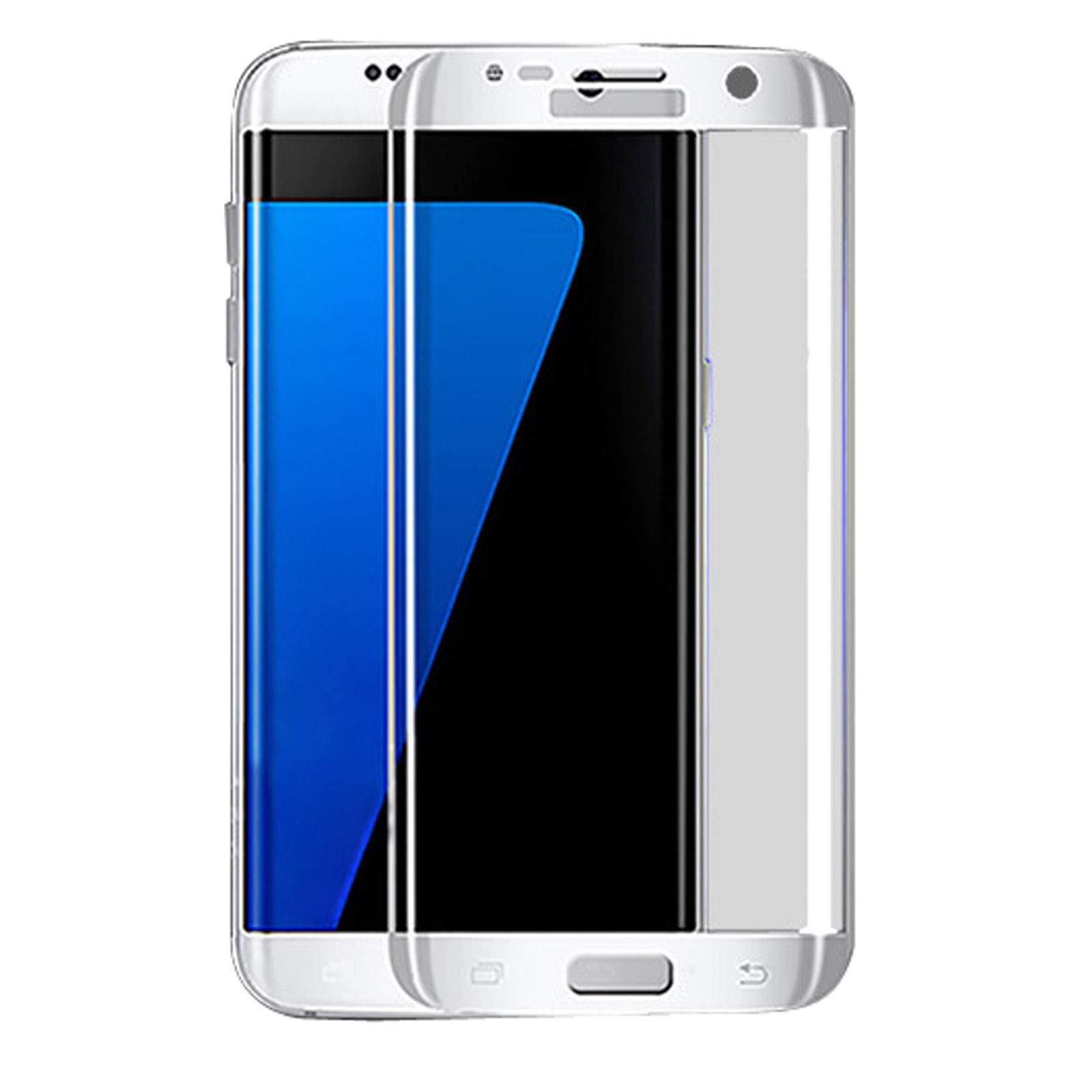 For Samsung Galaxy S7 Edge 9H Full Cover Curved Tempered Glass Screen Protector Shiny Silver