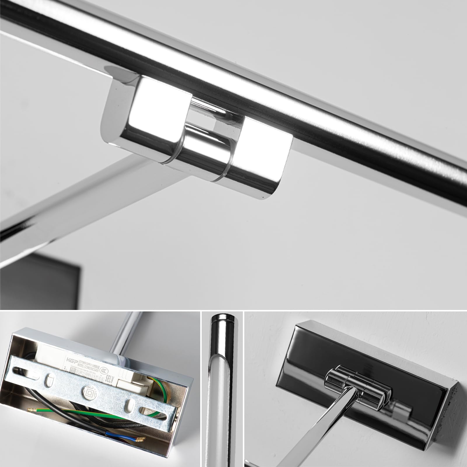 Alpinaluz Aplique LED para Cuadros y Espejos 48 cm 10W 2700K Luz Blanca Cálida Cromado Brillante con Brazo Articulado Orientable para Iluminación Precisa y Elegante