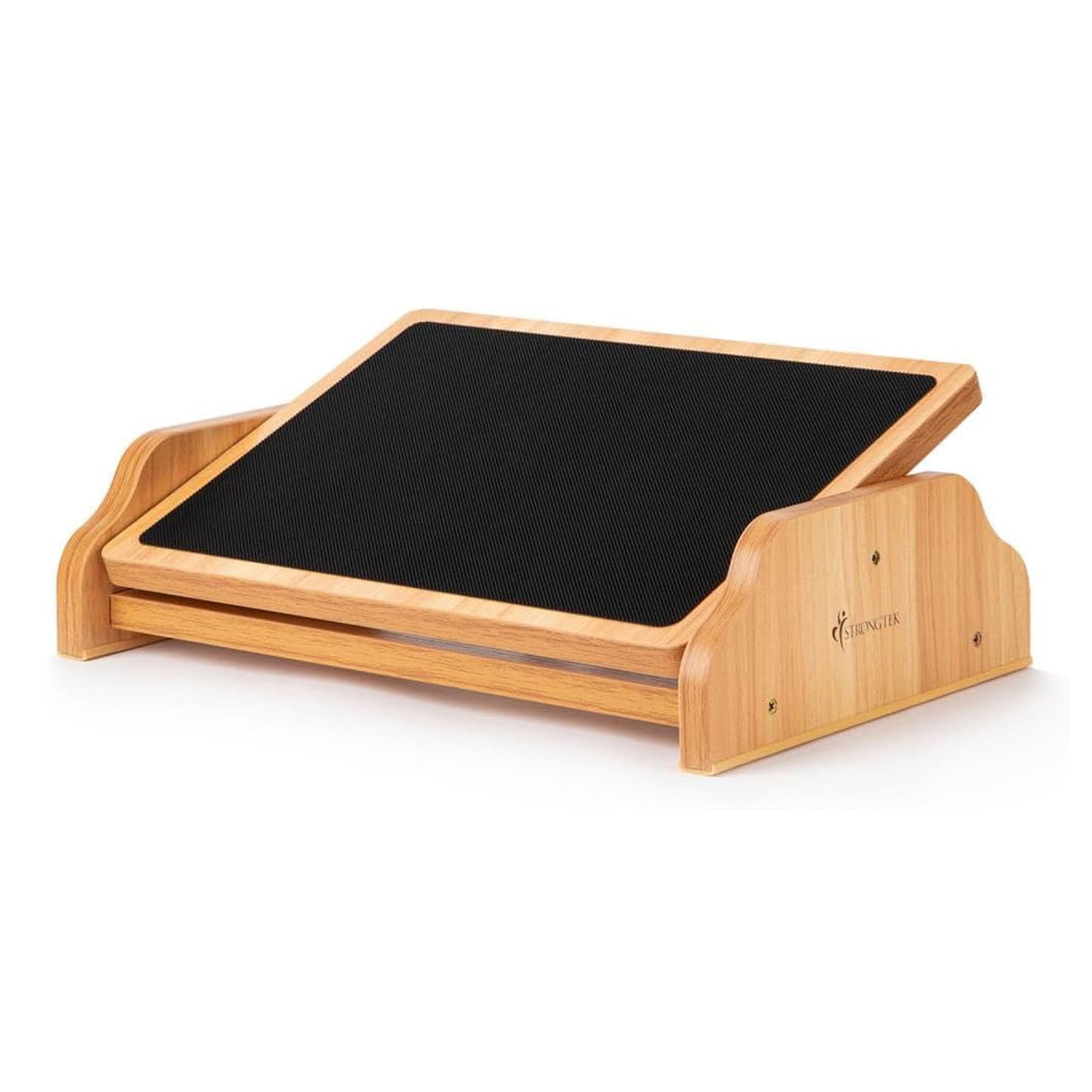 StrongTek Wooden Foot Rest Under Desk with Anti-Slip Surface, Rocking Foot Stool for Home Office, 30 Degree Tilt Angle Rocking Foot Stool, Foot Rest for Enhanced Circulation & Comfort