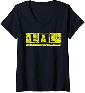 Womens LAL Lakeland Linder Int'l Airport Taxiway Sign Pilot Vintage V-Neck T-Shirt