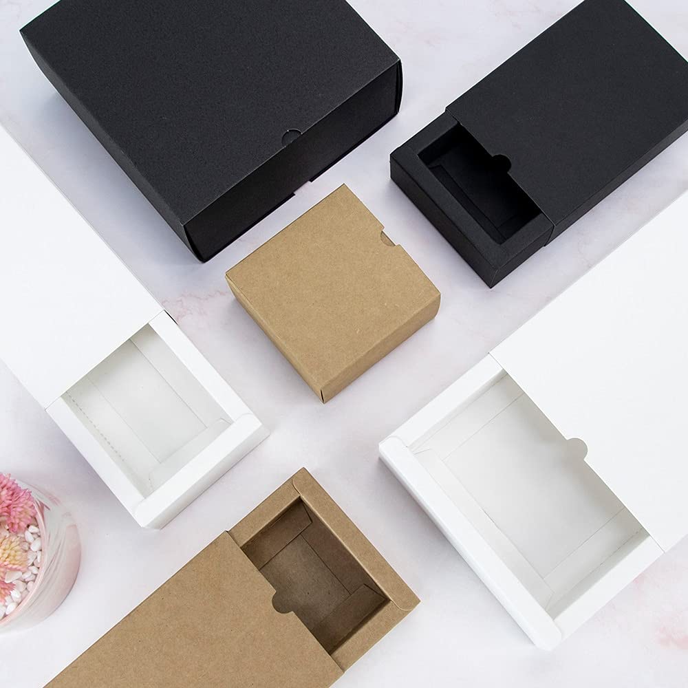COTEN portagioie 10pcs / Brown Black Bianco e Bianco Cartone Regalo Contenitore Festival Festival Party Small Box Jewelry Jewelry Small Box Box Chocolate Candy Packaging
