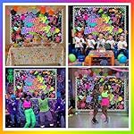 Lofaris Happy Birthday Backdrop for Glow in The Dark Party - Neon Splatter Graffiti Photography Background, Kids Teens 80s 90s Disco Sleepover Decorations Supplies (5x3ft) - Image 4