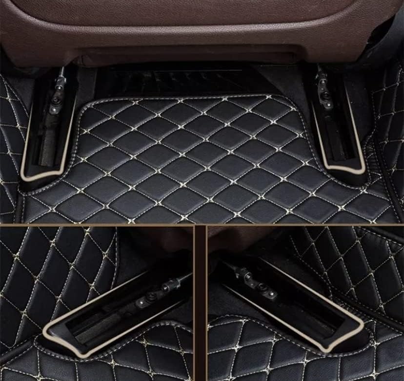 Image of NCEHEAL 7D Compatible with Honda BRV Custom Fitted Faux Leather 7D Antiskid Car Floor Mats - Black with Beige Thread