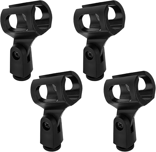 4 soportes para micrófono, clip de soporte de micrófono de ángulo ajustable para soporte, clip de micrófono flexible de goma, soporte de micrófono