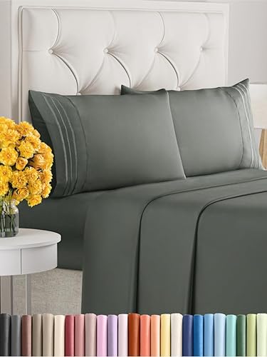 Vista 791 de Juego de sábanas de 4 piezas tamaño king, extrasuaves, transpirables y refrescantes con esquinas profundas, sábanas de fácil ajuste y sin arrugas