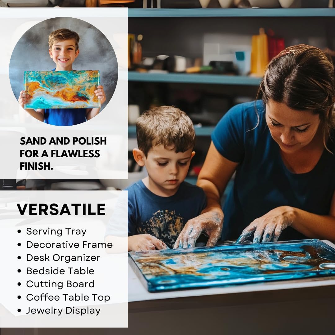 Alaskey® Large Premium Rectangular Resin Table Silicone Mold 19"x11" | Durable, Reusable, No Seal Required | Large Epoxy Resin Mold for DIY River Table, Coffee Table, Cutting Board, Charcuterie Crafts