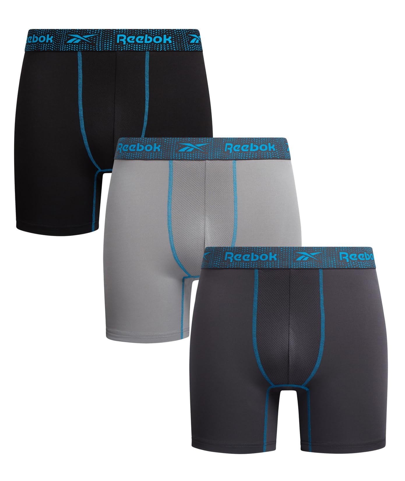 Reebok Mens Boxer Briefs - 3 Pack Boxers with Contour Pouch, 6' Inseam
