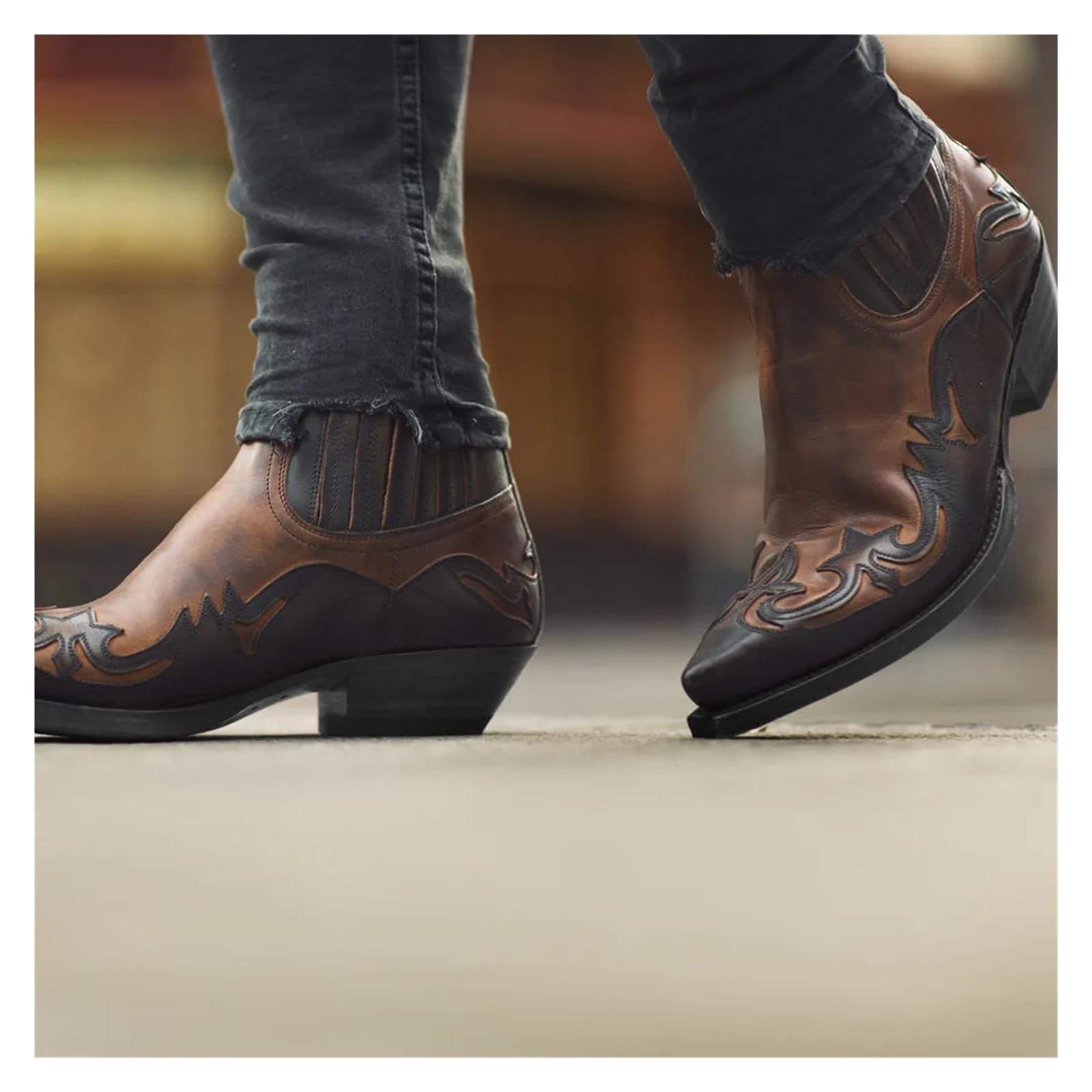 Botas Vaqueras Hombre Botas de Hombre, Botines de cuña for Hombre, Botas Vaqueras Occidentales, Zapatos de Cuero Unisex for Hombre, Resistentes(Brown,42)