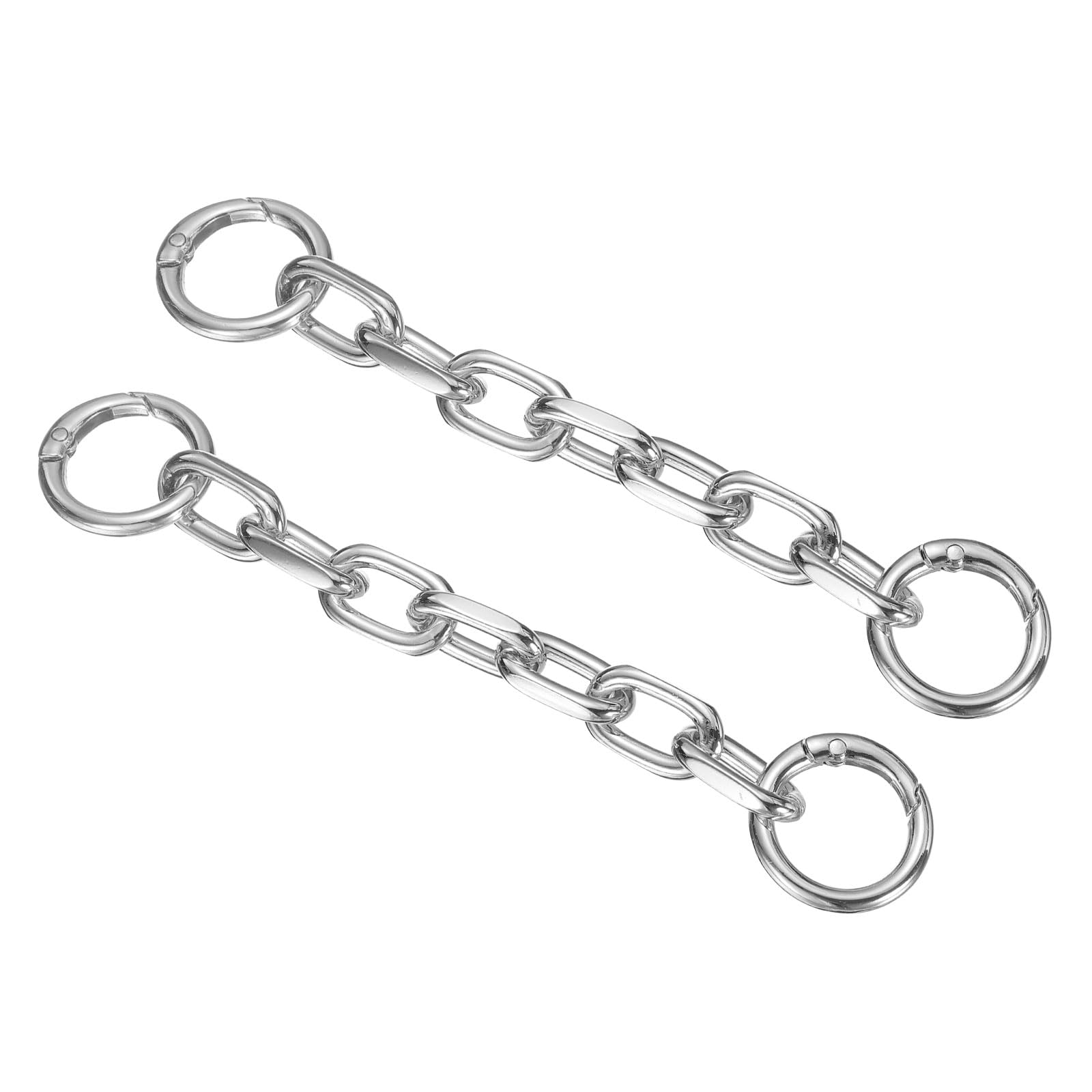 sourcing map 2Pcs Purse Strap Extender 5.9-Inch, Bag Extender Chain Silver, Metal Bag Replacement Handbag Chain with Spring Buckle for Purse Handbags Shoulder Bag Decoration, 0.5 Width