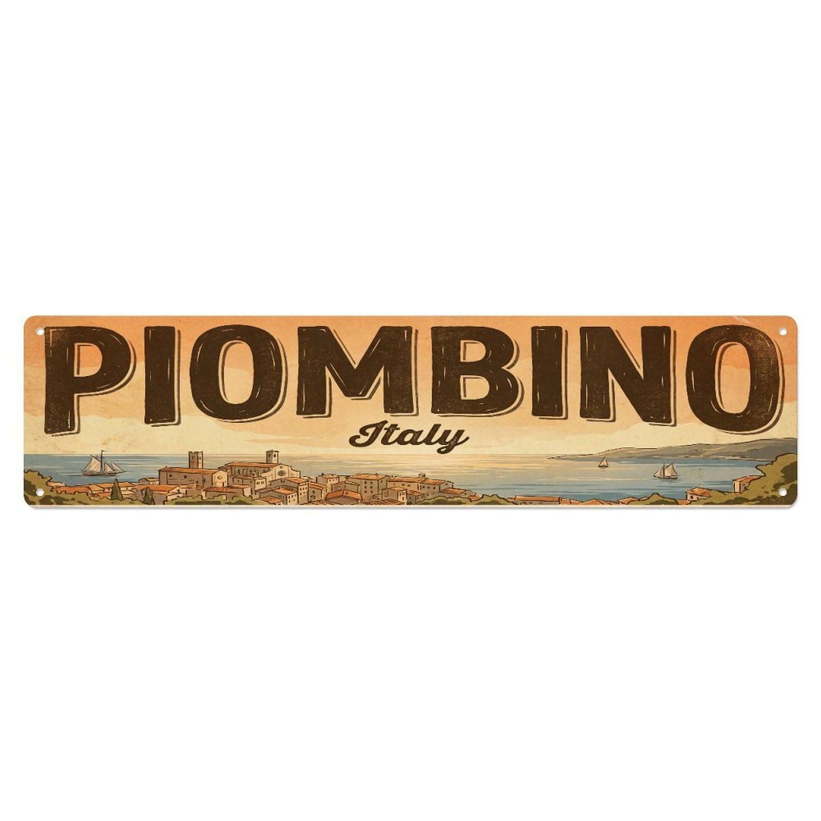 Metal Tin Sign Retro Travel Italy Piombino