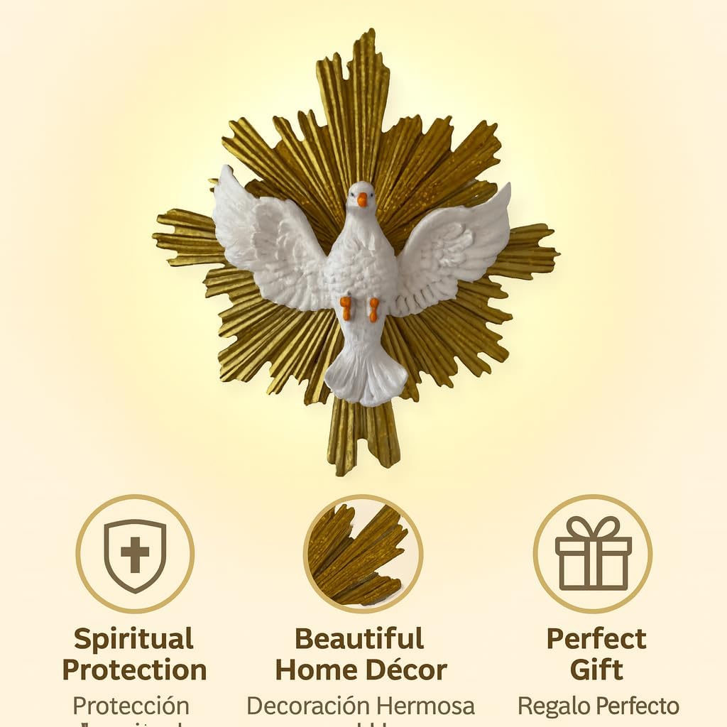 mrcjsales Holy Spirit Wall Plaque – Espíritu Santo Resina | 6″, 8″, 10″ Religious Wall Décor | Catholic Confirmation Gift, Church & Home Devotional Decoration (6" inches)