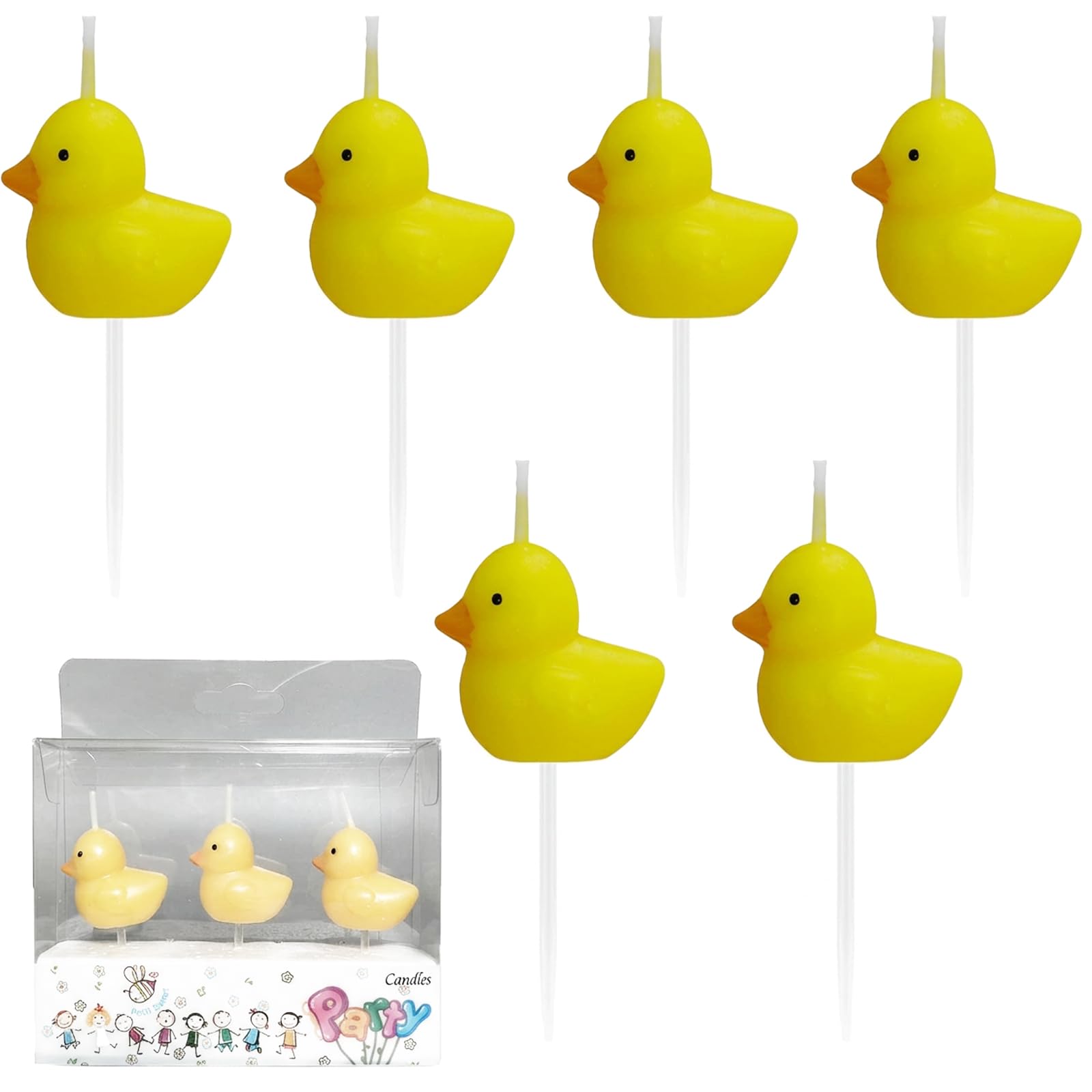 6Pack Yellow Duck Birthday Candles, Birthday Cake Candles, Cute Animal Birthday Candles for Birthday Party Supplies Easy to Use and Clean, Reliable Decorative Elements