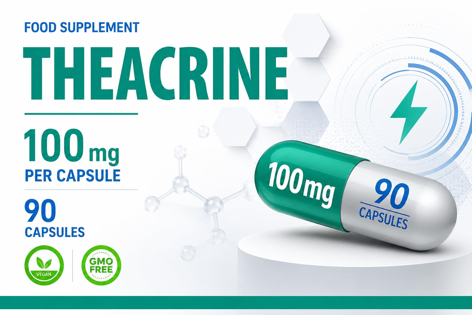 Hepatica Théacrine 100 mg | 90 Gélules Véganes | Réserve 3 Mois | Ingrédient Unique | GMP & laboratoire indépendant