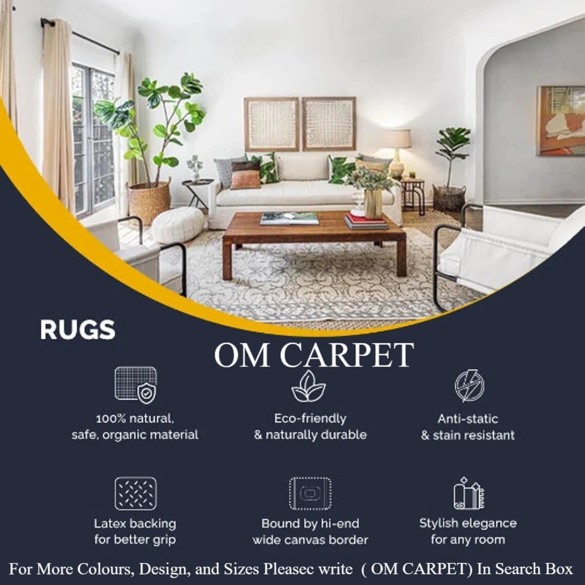 Om Carpet Home Furnishing Modern Shaggy Carpets and Rugs for Hall Offices Kitchens Bedroom Living Room and Cabins for Bedroom Kids Room Floor Home Decor (Black, 3 x 5 Feet) 4