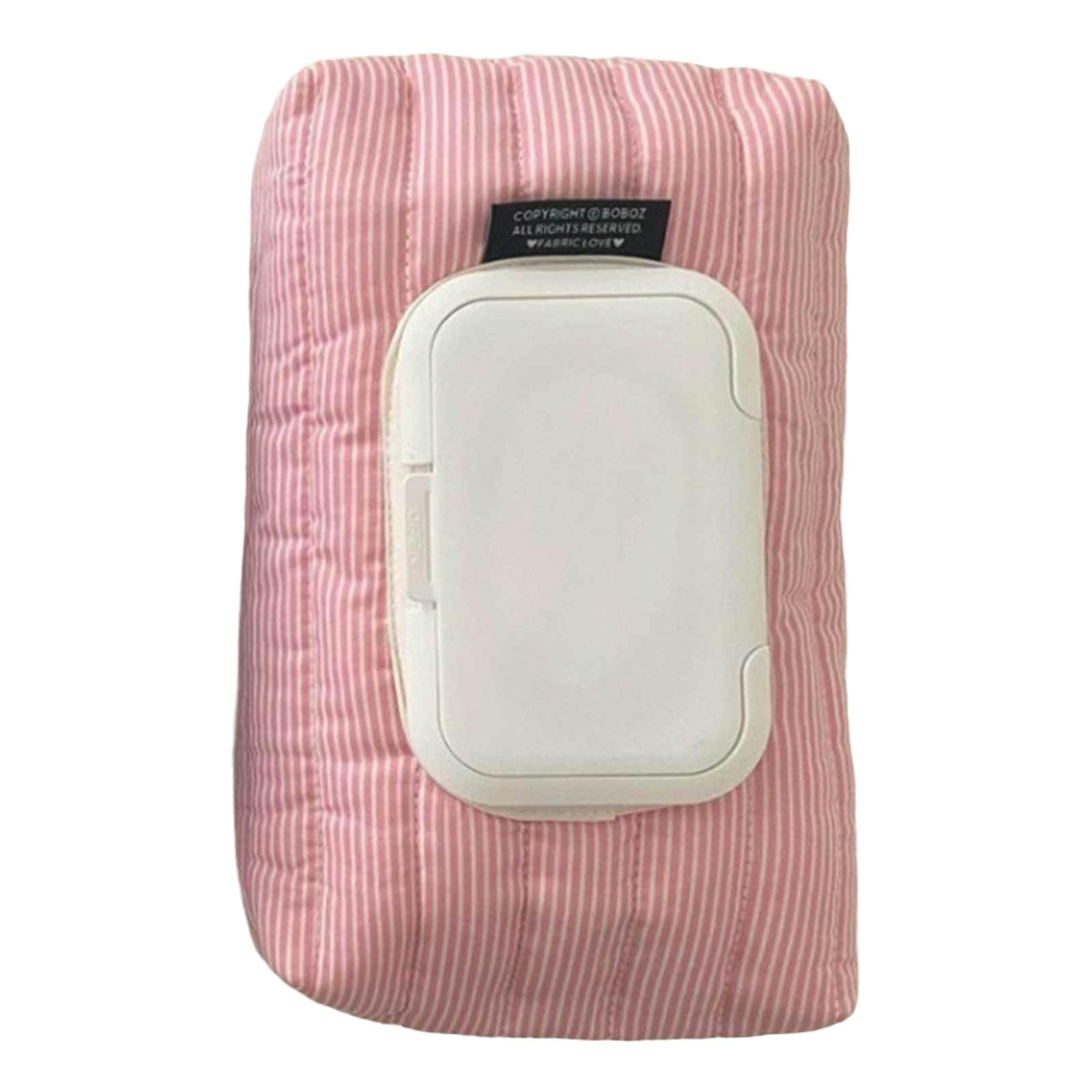 Cotton Striped Quilted Wet Wipes Dispenser, Portable Reusable Wet Tissue Case, Waterproof Wipes Storage Pouch for Travel, Car, Office & Home, Baby Care Accessory for Moms and Parents