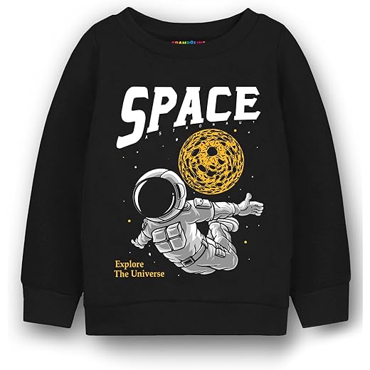 Black Fleece Sweatshirt - Space Astronaut Print