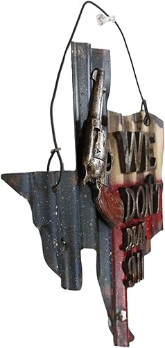 Miniatura 2 de Ebros Gift Letrero occidental con texto en inglés We Don't Dial 911 Wild West Pistol Revolver Gun Texas State Map Metal galvanizado con acabado