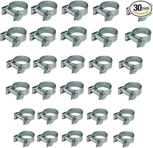 30pcs - 1/4" 5/16" 3/8" Fuel Injection Gas Line Hose Clamps Clip Pipe Clamp Assortment Kit Perfect for Automotive, Agriculture, Plant & Construction