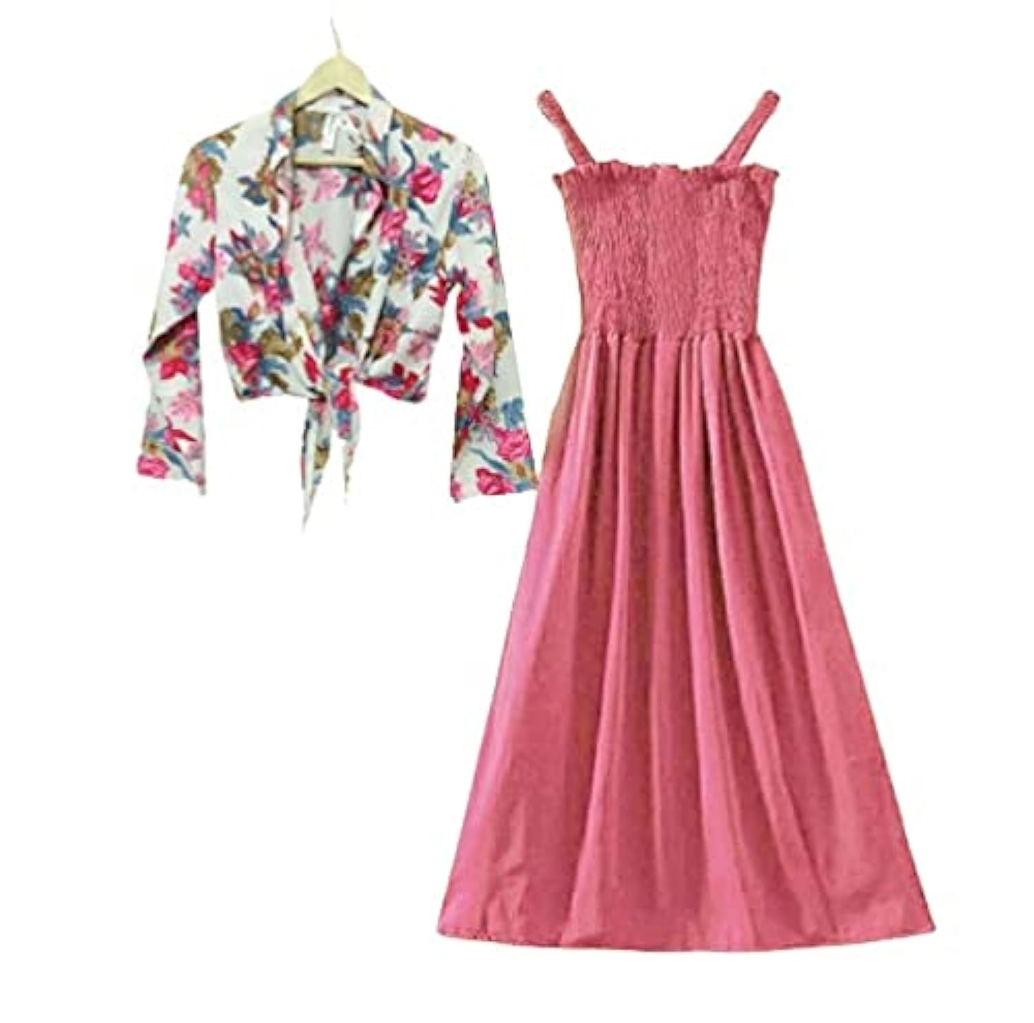 Milkyway Retro Dress with Printed Shrug for Women