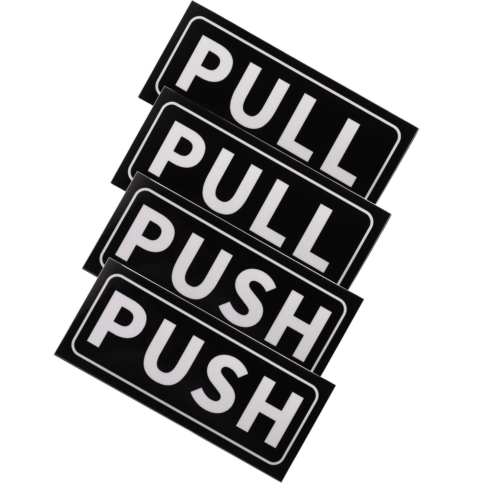 TOP-VIGOR 2Sets Push Pull Door Sign, 2"x5" PVC Self-Adhesive Waterproof Horizontal Pull Push Sticker Sign for Office Store Shop Glass Door, White