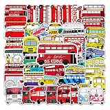 TAKONE Bus Aufkleber, 50 Stücke Vinyl Bus Schulbus Rettungswagen Kinder Sticker, wasserdichte und Wiederverwendbare Jungen-fahrzeugaufkleber für Koffer, Wasserflasche, Laptop, Skateboard (Bus)