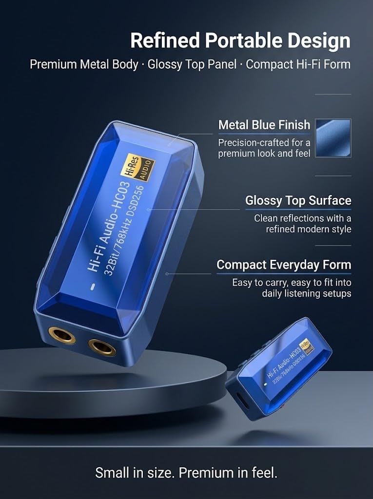 DAC USB C Amplificador de Auriculares HiFi CS43198, Azul