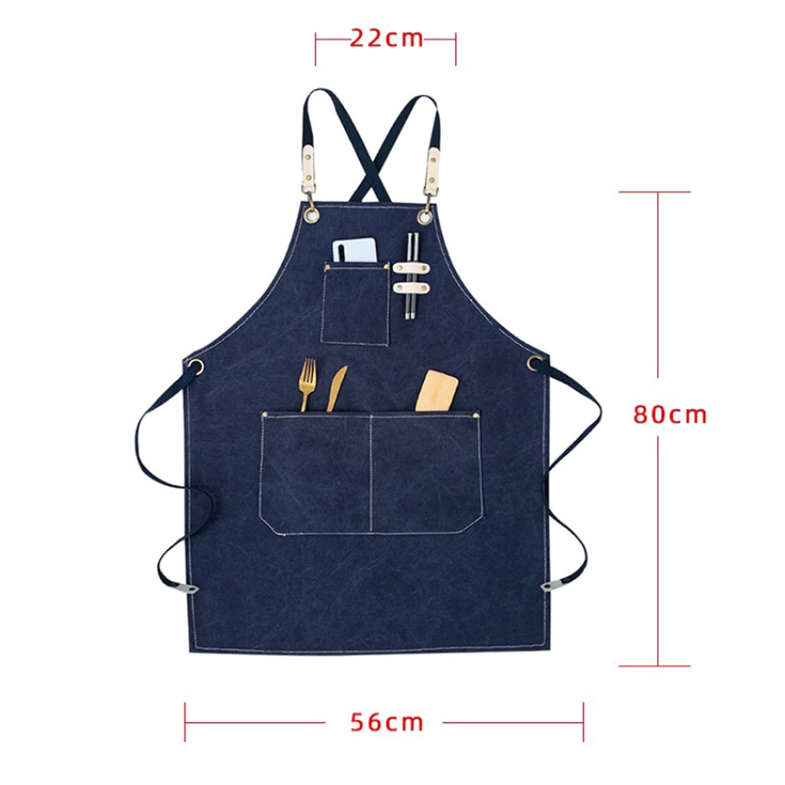 JINGYAN Schürzen Ladies Canvas Kitchen Aprons Men Cooks Job Barbecue Restaurant Bar Shop Cafe Beauty Nail Studio Uniform Tea