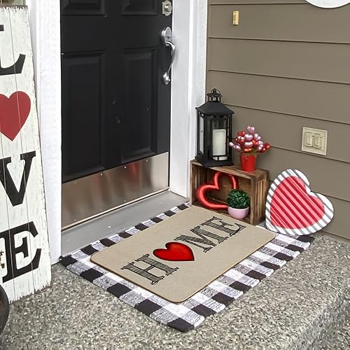 Miniatura 6 de Tapete para puerta de 17 x 29 pulgadas, diseño de corazón de amor y San Valentín, tapete antideslizante para entrada interior y exterior, DM121