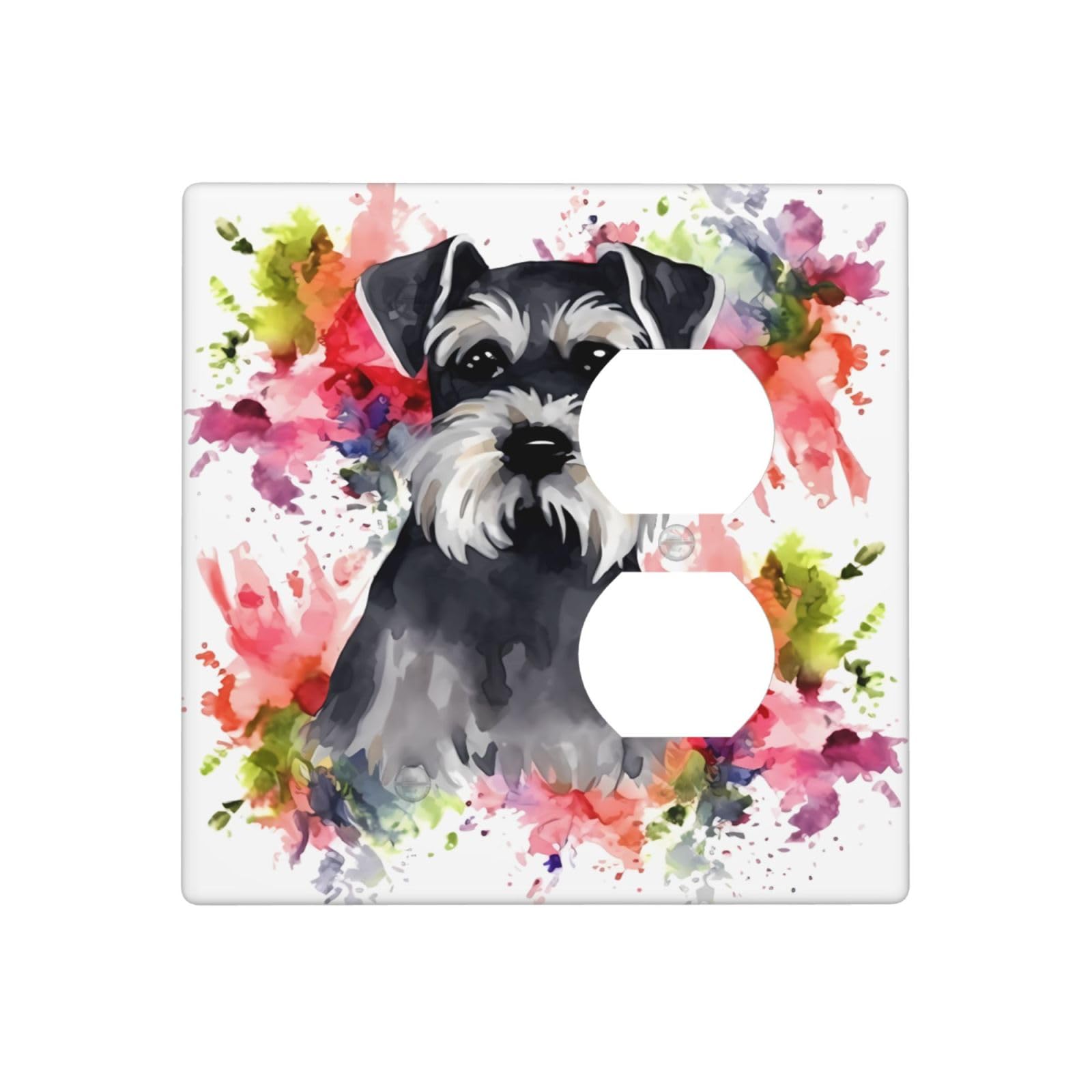 Decorator Wall Plate 2 Gang Light Switch Covers Schnauzer Wallplate Double Toggle Switch Plate Mid-size Electrical Outlet Covers Decorative Wall Switch Plate Cover