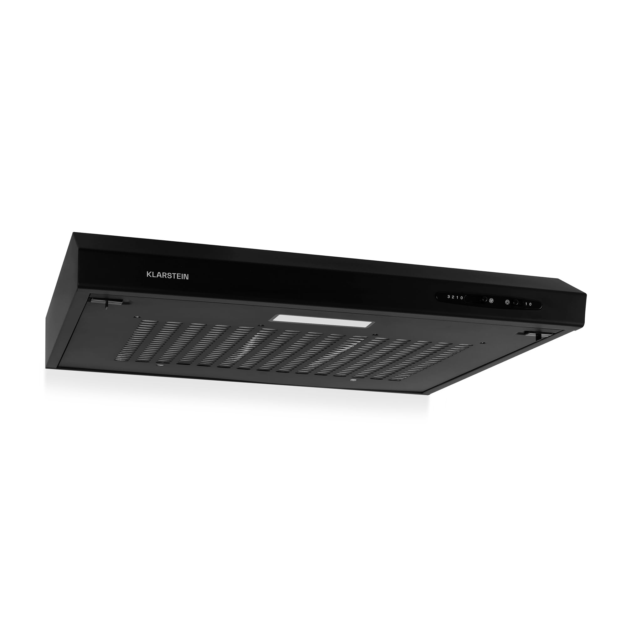 Klarstein UW60BL - Hotte aspirante, Hotte d'extraction, Encastrable, Extraction 170m³/h, 3 niveaux de puissance, Éclairage, Discrète, 60cm, Montage au mur ou sous meuble, Noir