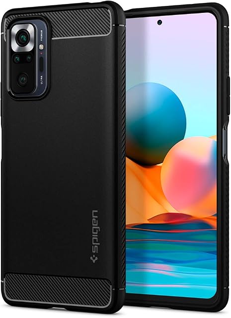 Spigen Rugged Armor Phone Case Compatible with Xiaomi Redmi Note 10 Pro and 10 Pro Max - Matte Black
