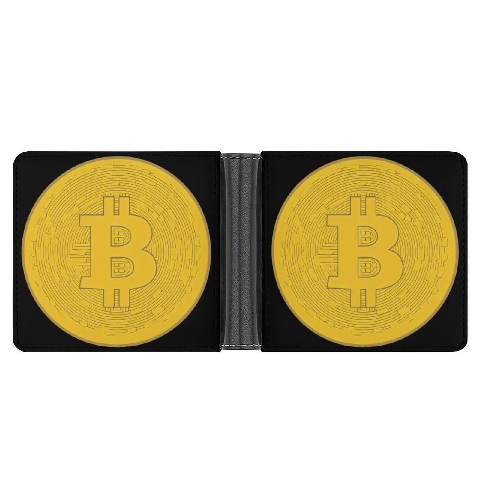 Bitcoin Prints Artwork Bifold Wallet PU Leather Coin Purse Lightweight Credit Card Holder Wallet Money Clip