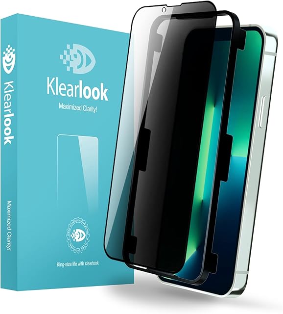 Privacy Screen Protector for 6.7" iPhone 13 Pro Max,Klearlook Case Friendly 180° Anti-Peeping Curved Tempered Glass Screen Film,Anti-Spy Glass Screen Cover for iPhone 13 Pro Max(6.7 Inch)
