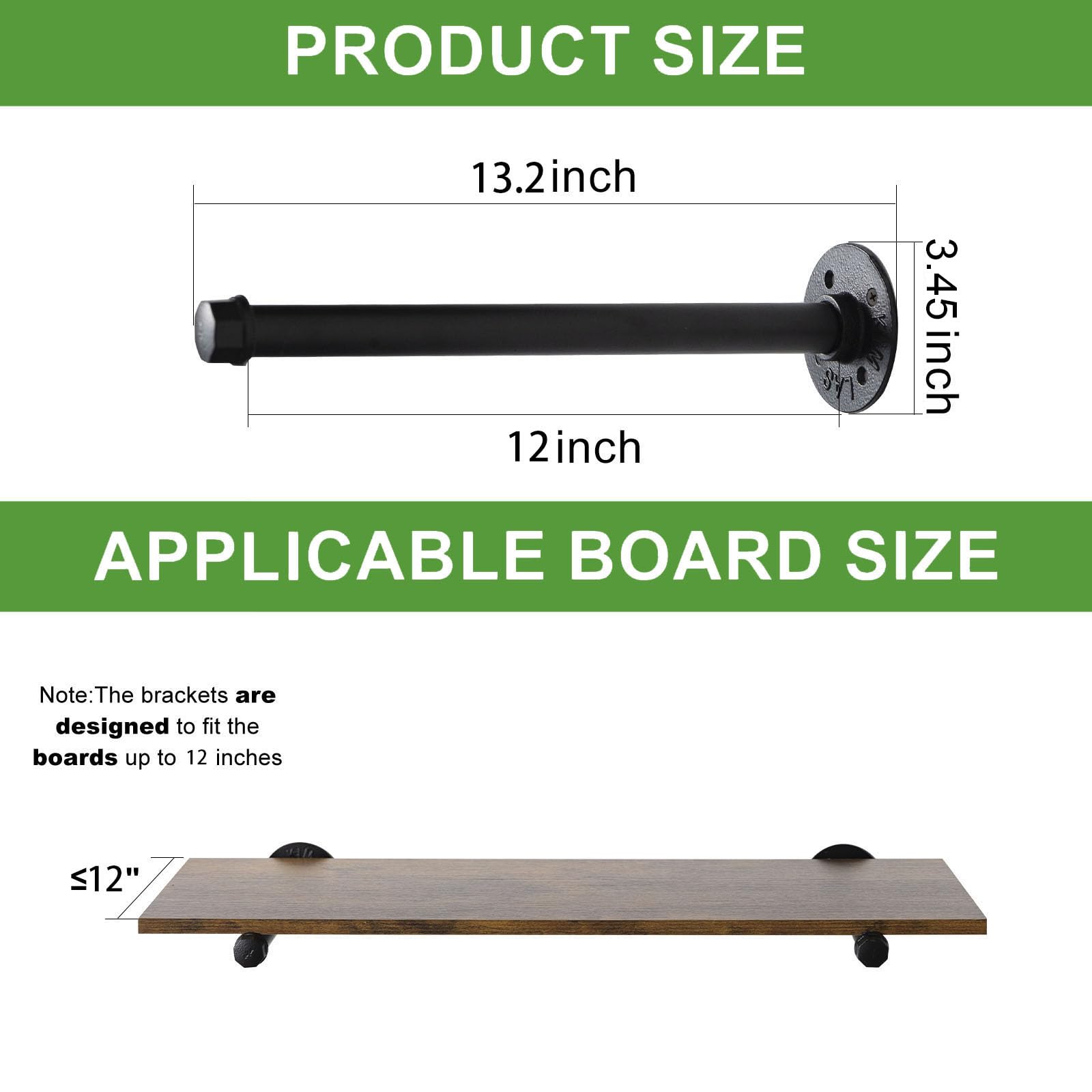 Garden Hose Hose Pipe Aunulahca 3/4" Industrial Pipe Shelf Brackets (6 Pack, 12") Black Iron Shelf Bracket Rustic Wall Mounted Shelving Brackets Pipe Decor for Wood Floating Shelf