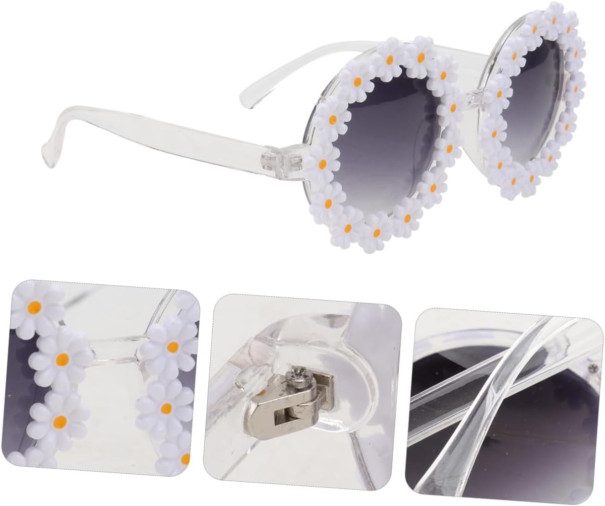 NOLITOY Flower Decorated Sunglasses for Women, Hawaii Style Party Sunglasses with Gradient Lenses, UV Protection Fashion Eyewear for Picnic and Vacation