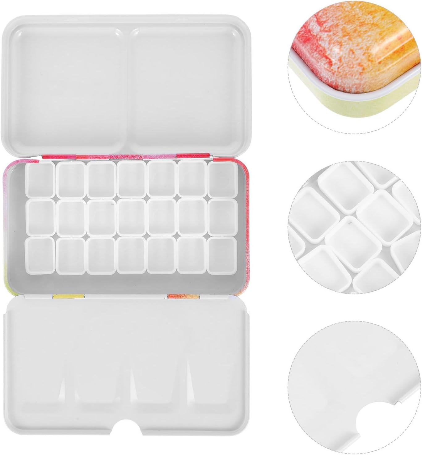 PATKAW Sturdy Empty Watercolor Tin Box Paint Set with Iron and Plastic Material, Easy to Carry Palettes Paint Case for Friends and Families Learning Art and Painting