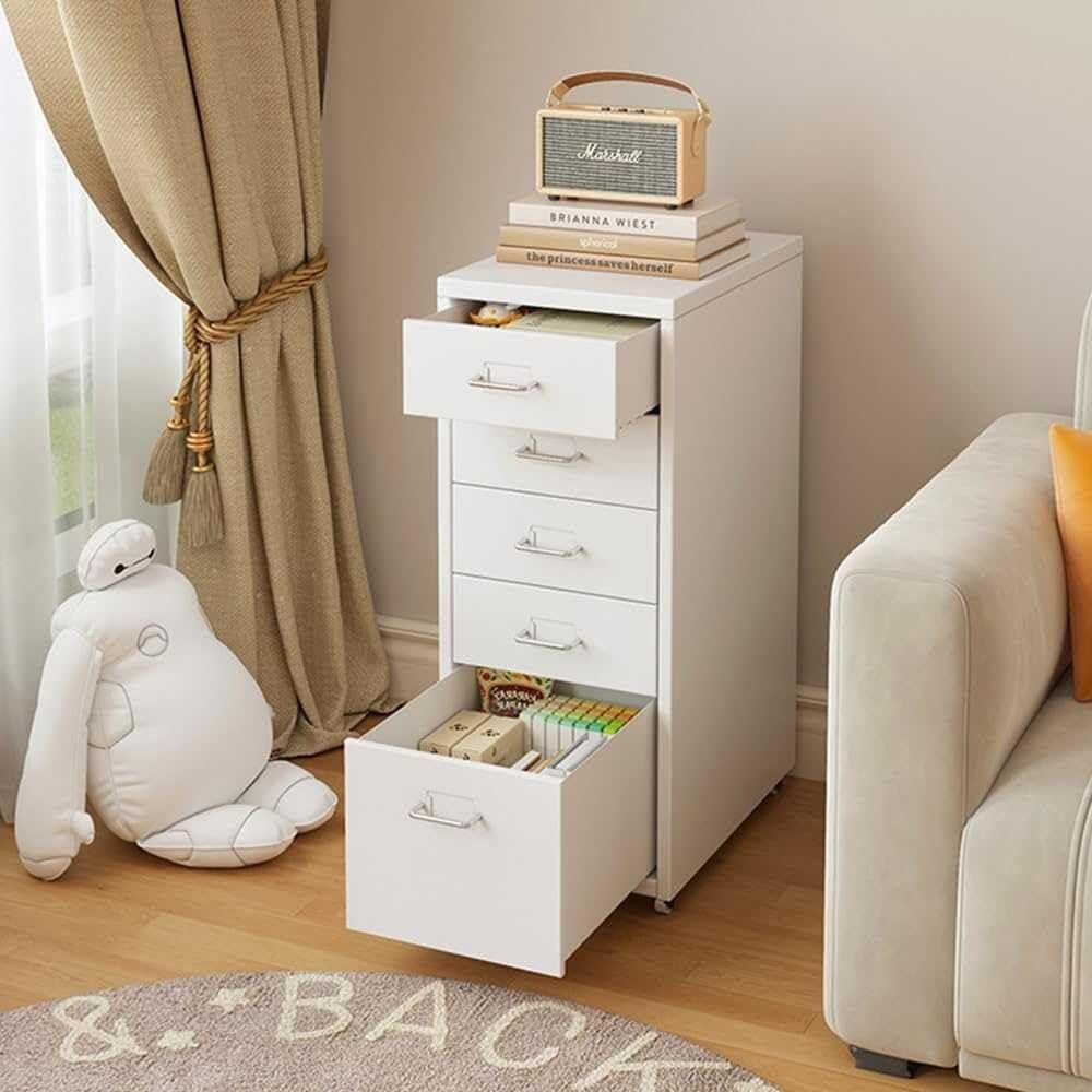 Raccoglitore verticale adatto per famiglie, raccoglitore mobile con serratura, armadio portaoggetti separato per ufficio sotto la scrivania (bianco, terzo piano)